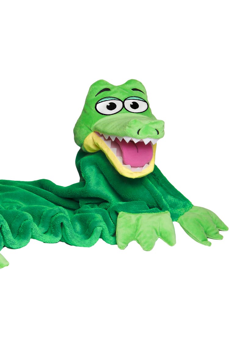 Gator Green, 2 in 1 Plush Puppet & Blanket, Alternate, color, Multicolored