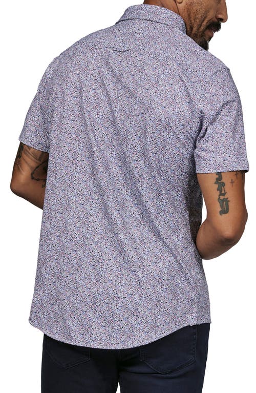 7 Diamonds Tropez Floral Short Sleeve Stretch Button-up Shirt In Gray