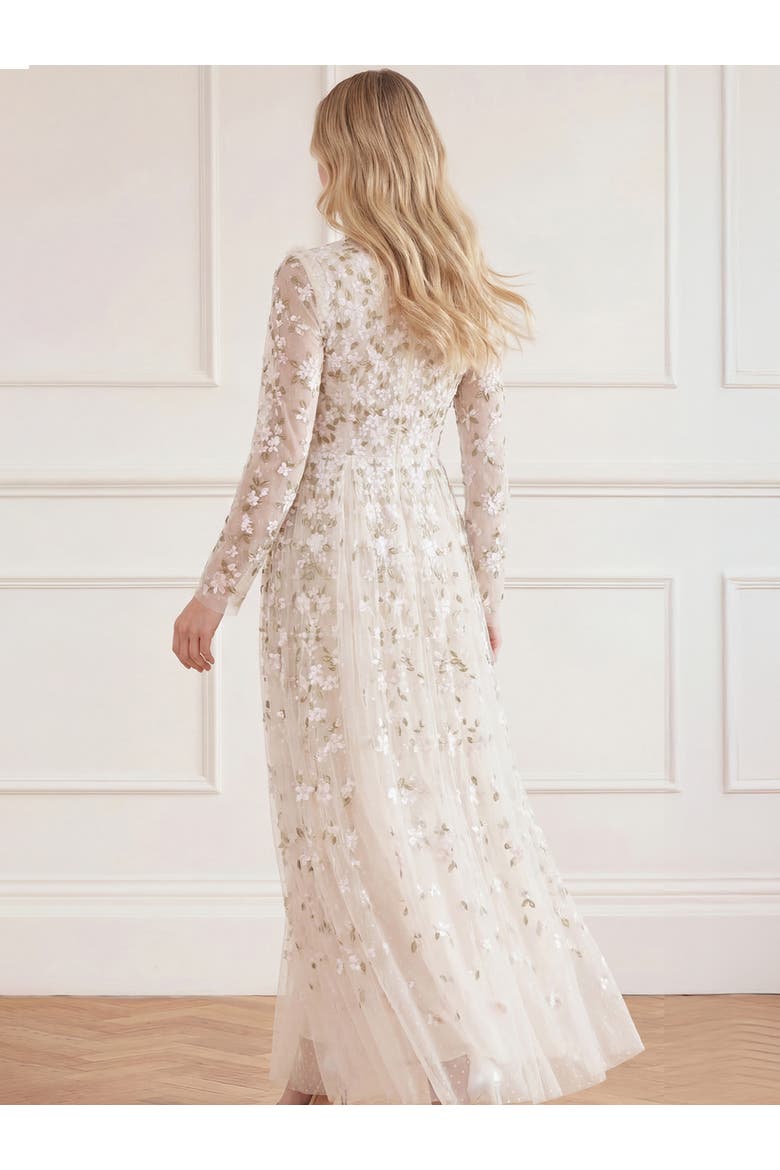 Camellia Ditsy Ankle Gown, Alternate, color, Cream/Multi
