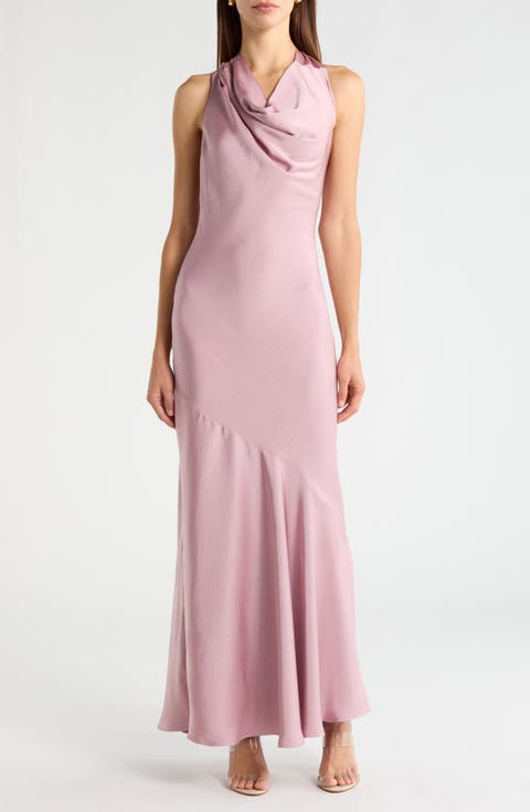 Varya Cowl Neck Satin Maxi Slipdress