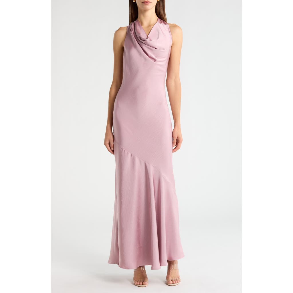 ASTR the Label Varya Cowl Neck Satin Maxi Slipdress in Dusty Rose at Nordstrom Rack, Size X-Small