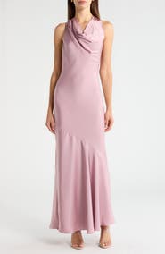 ASTR the Label Varya Cowl Neck Satin Maxi Slipdress