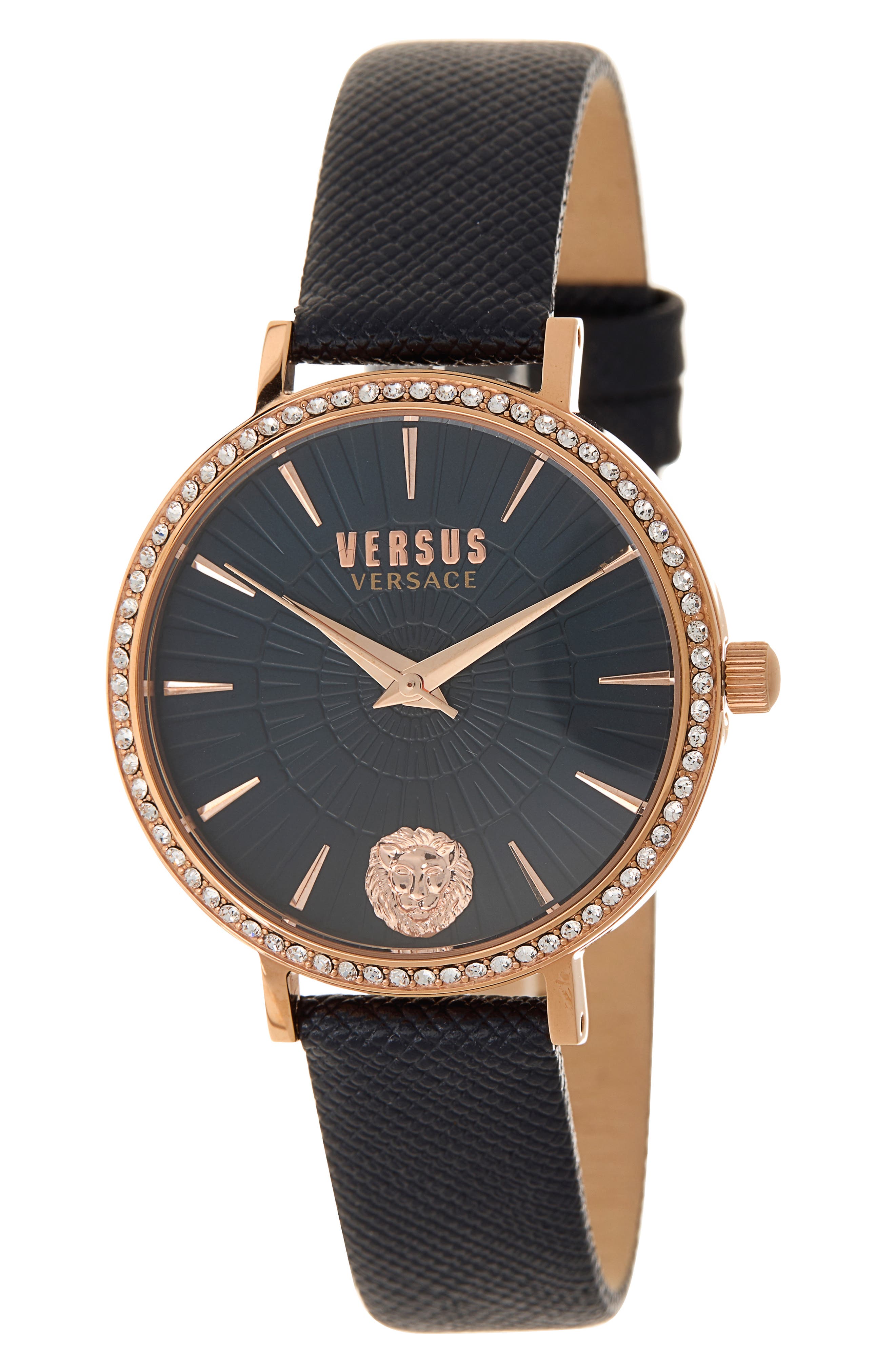 VERSUS Versace Mar Vista Swarovski Crystal Leather Strap Watch, 34mm