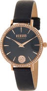 VERSUS Versace Mar Vista Swarovski Crystal Leather Strap Watch, 34mm