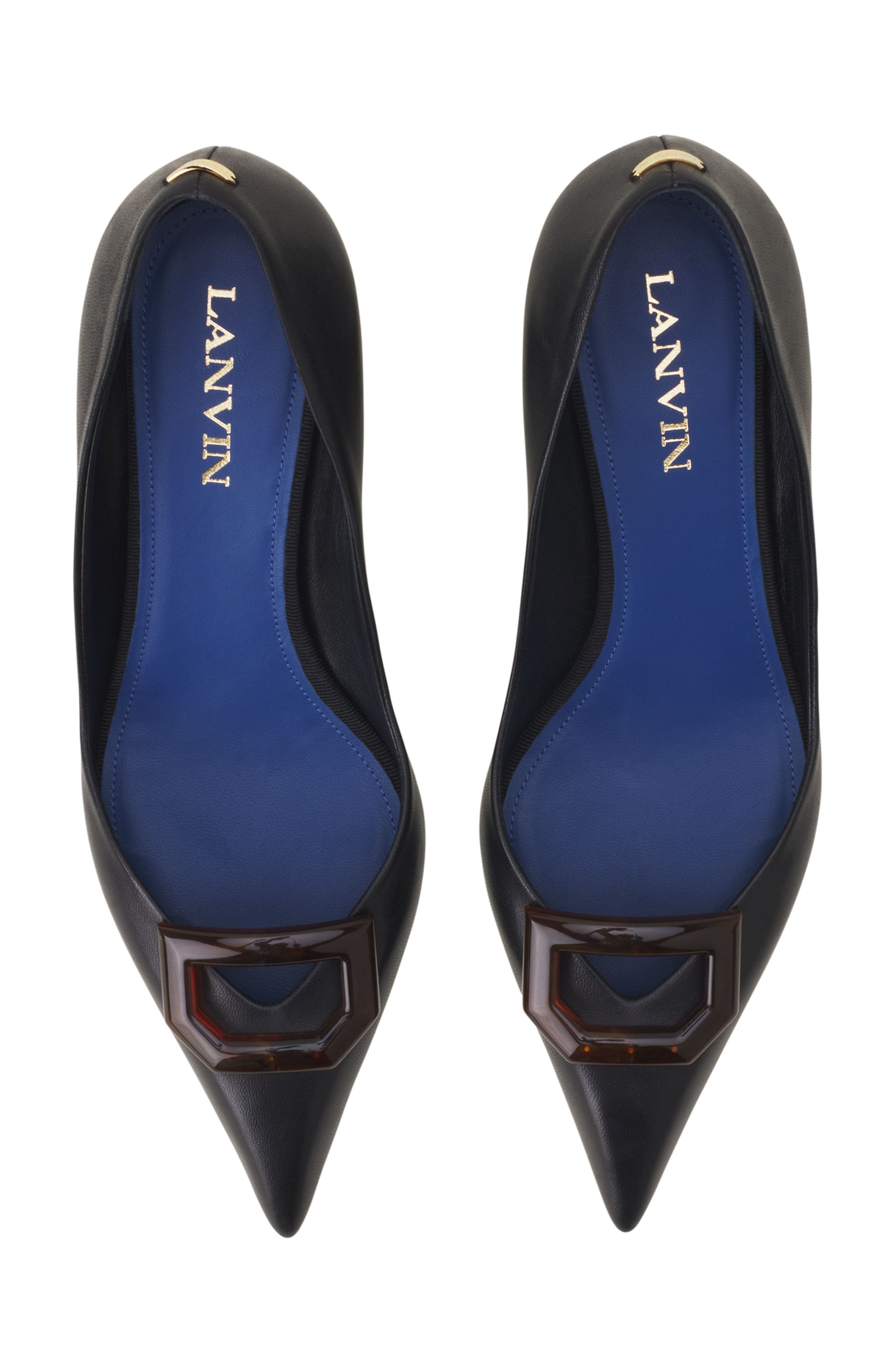 Lanvin Midnight Step Leather Pump With Buckle, Alternate, color, 