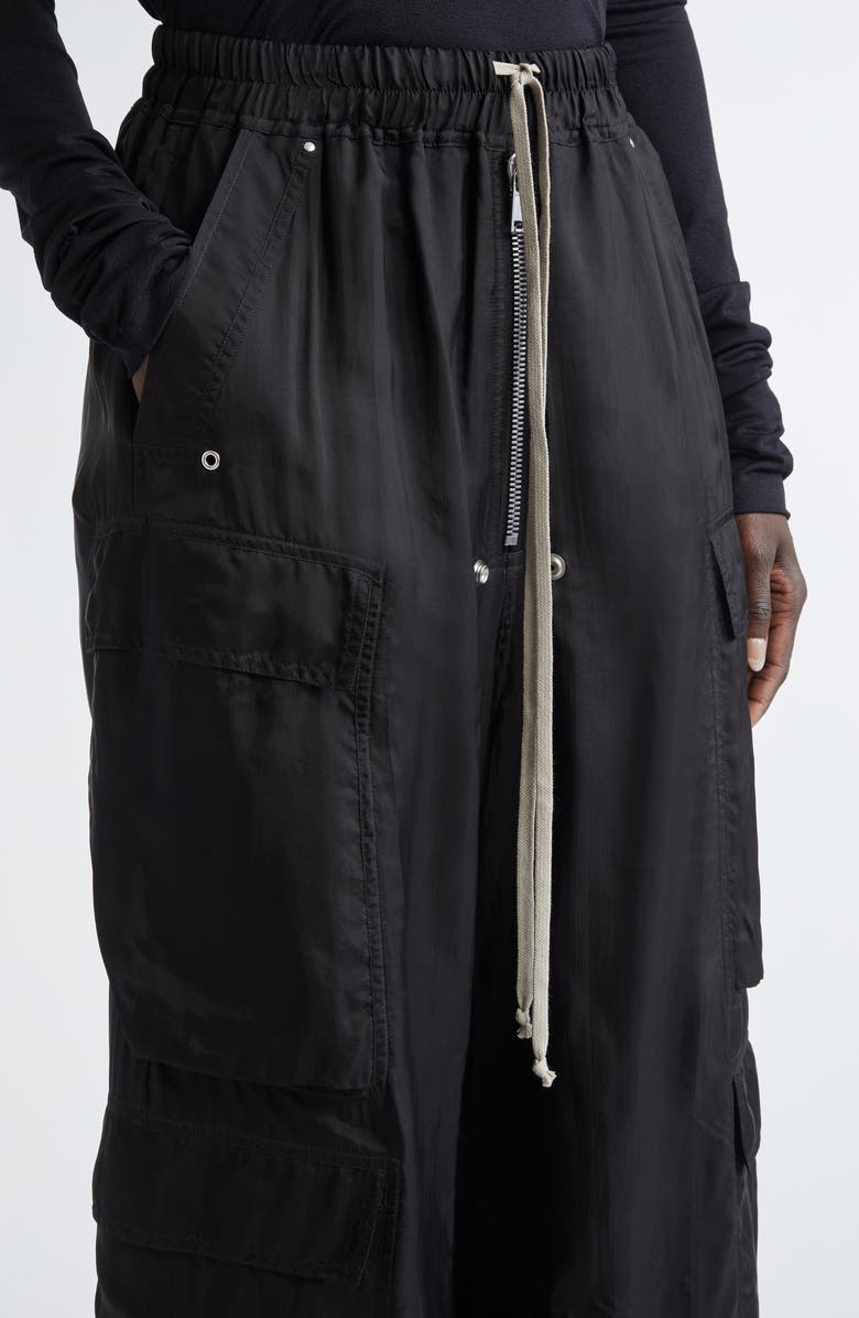 Rick Owens Cargobelas Charmeuse Cargo Pants, Alternate, color, Black