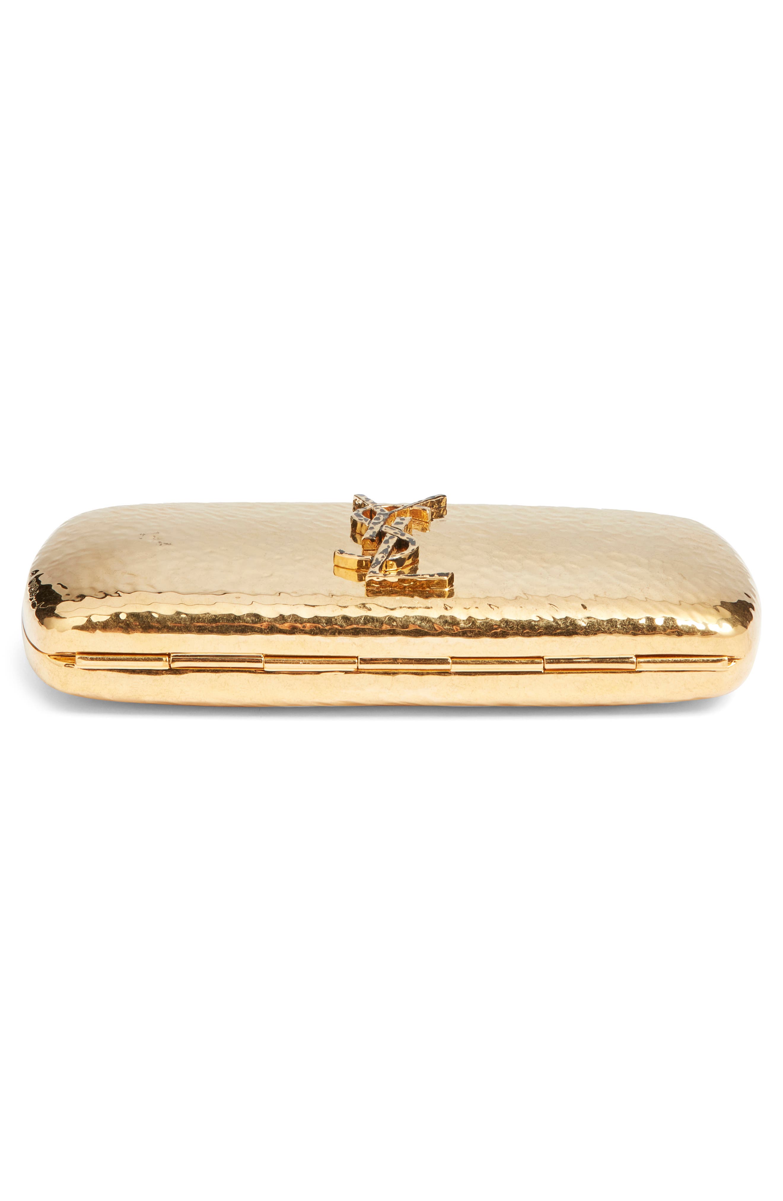 Saint Laurent Metal Evening Clutch, Alternate, color, Gold