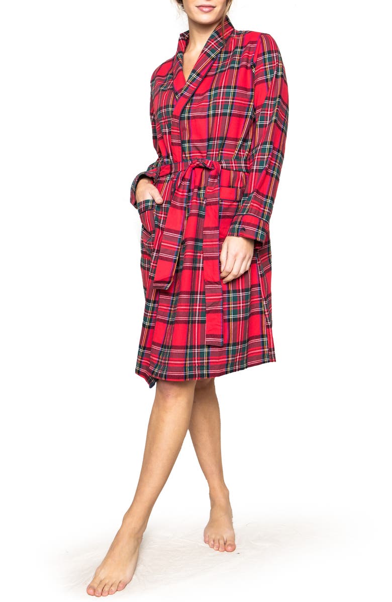 Petite Plume Imperial Tartan Cotton Robe, Main, color, 