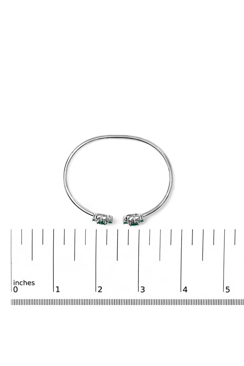 Sterling Silver White Topaz and Green Emerald Floral Bangle Bracelet, Alternate, color, Silver