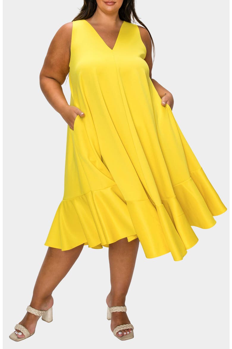 Simone Pocket Stretch Sleeveless A-Line Dress, Alternate, color, YELLOW