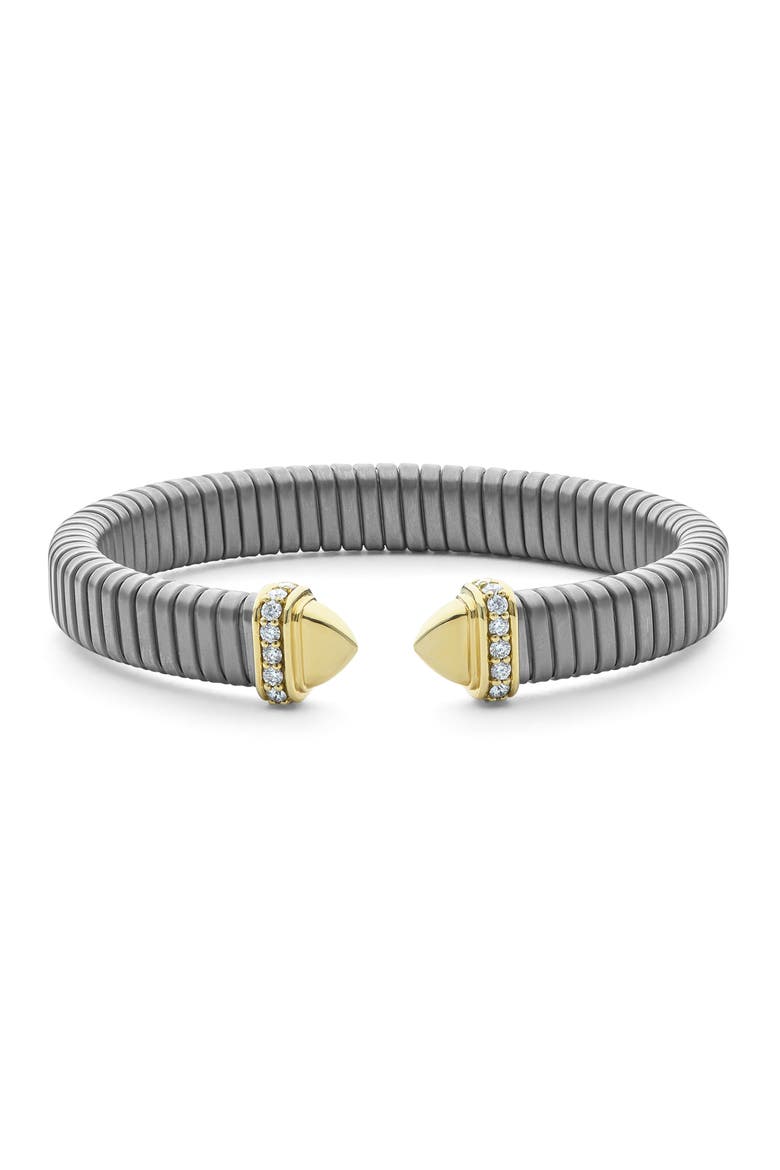 Men's Pointed Dome Diamond Cuff Bracelet, Main, color, TWO-TONE