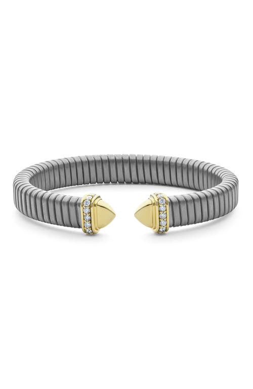 Lagos Pointed Dome Diamond Cuff Bracelet In Two-tone