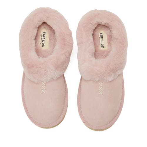 Dearfoams Fireside Adelaide Genuine Shearling Clog Slipper In Pink