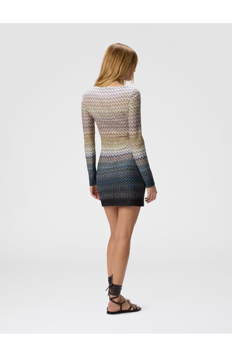 Missoni Mini Boat-neck Dress With Staggered Knit, Alternate, color, Blue