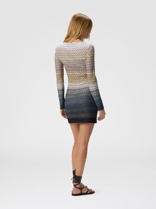 Missoni Mini Boat-neck Dress With Staggered Knit In Multi