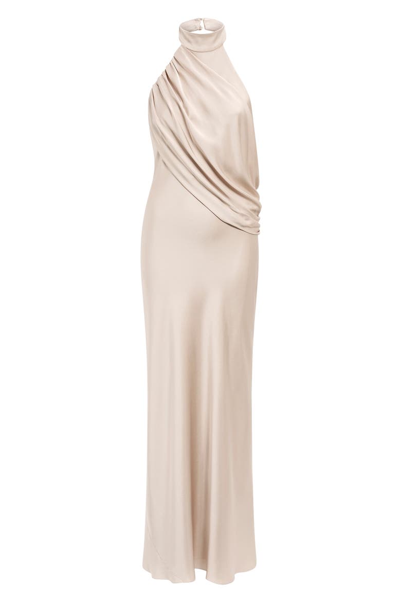 Diane Drape Halter Gown, Alternate, color, CHAMPAGNE
