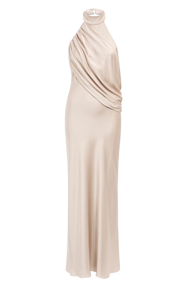 Ever New Diane Drape Halter Gown, Alternate, color, Champagne