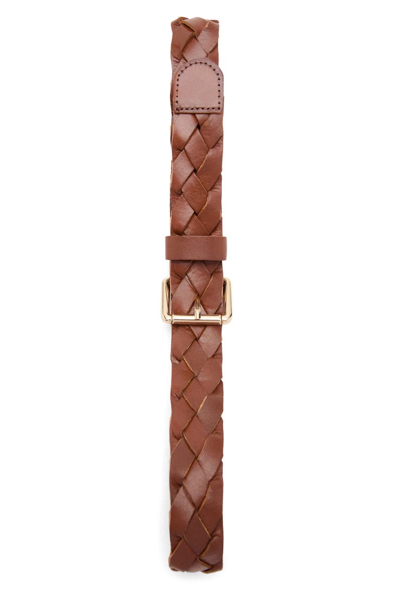 Starring Hailey Bieber Braided Leather Belt, Alternate, color, BROWN