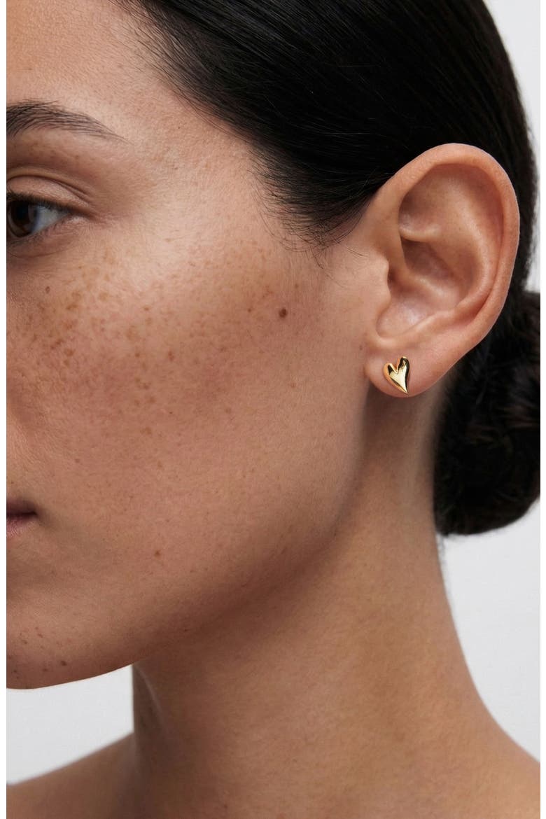 Mini Heart Stud Earrings, Alternate, color, Gold
