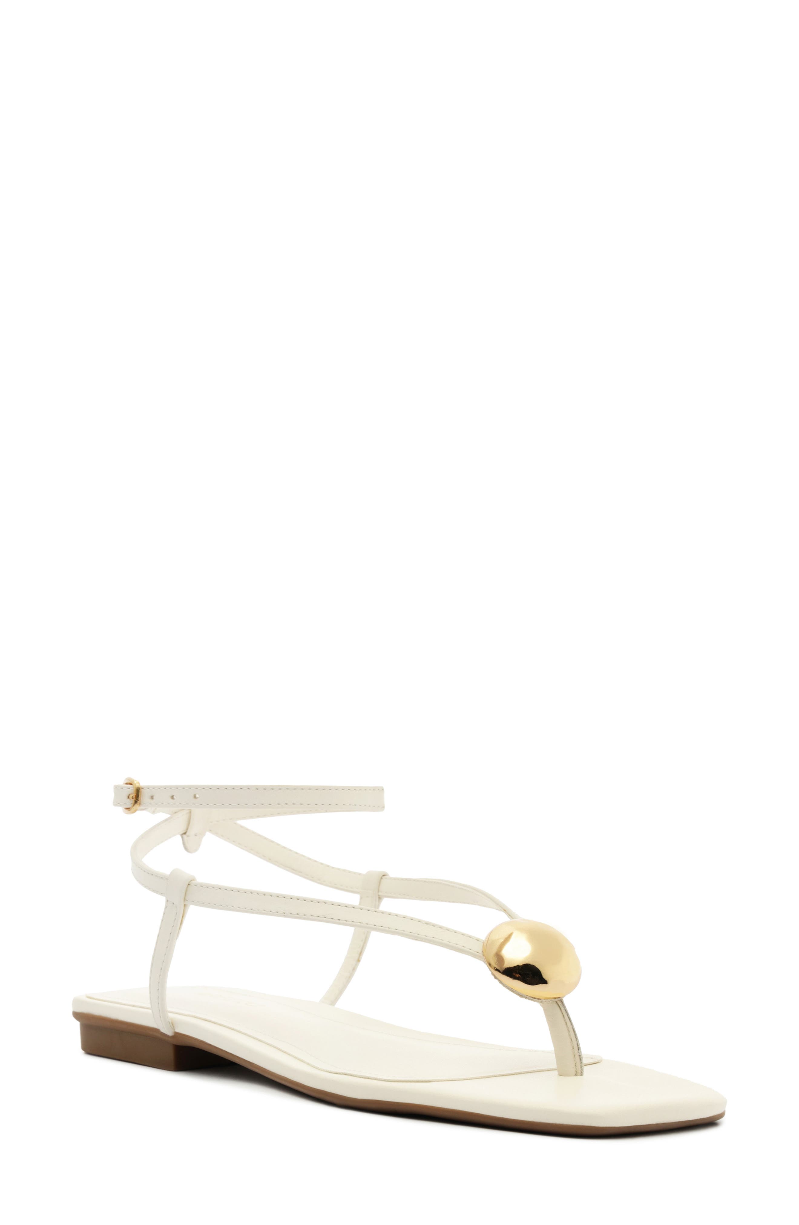 Arezzo Zuri Ankle Strap Sandal, Main, color, White