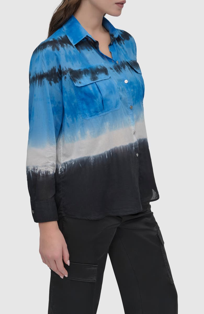 DKNY Tie Dye Cotton Button-Up Shirt, Alternate, color, Tie Dye Cornflower