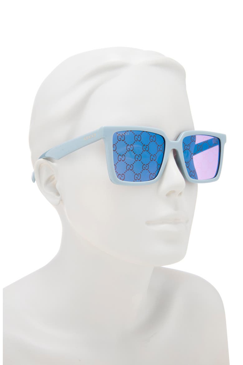 Logo Square Sunglasses, 55mm, Alternate, color, LIGHT BLUE LIGHT BLUE VIOLET