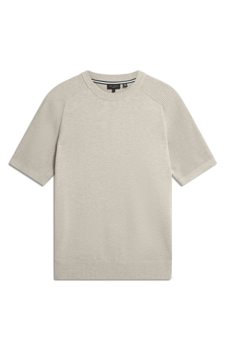 Ted Baker Torrent Short Sleeve Cotton & Wool Sweater, Alternate, color, Taupe