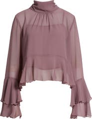 Open Edit High Neck Chiffon Top