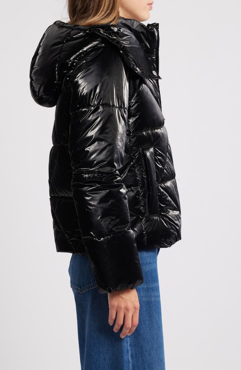 Sam Edelman Shiny Crop Puffer Jacket, Alternate, color, Black