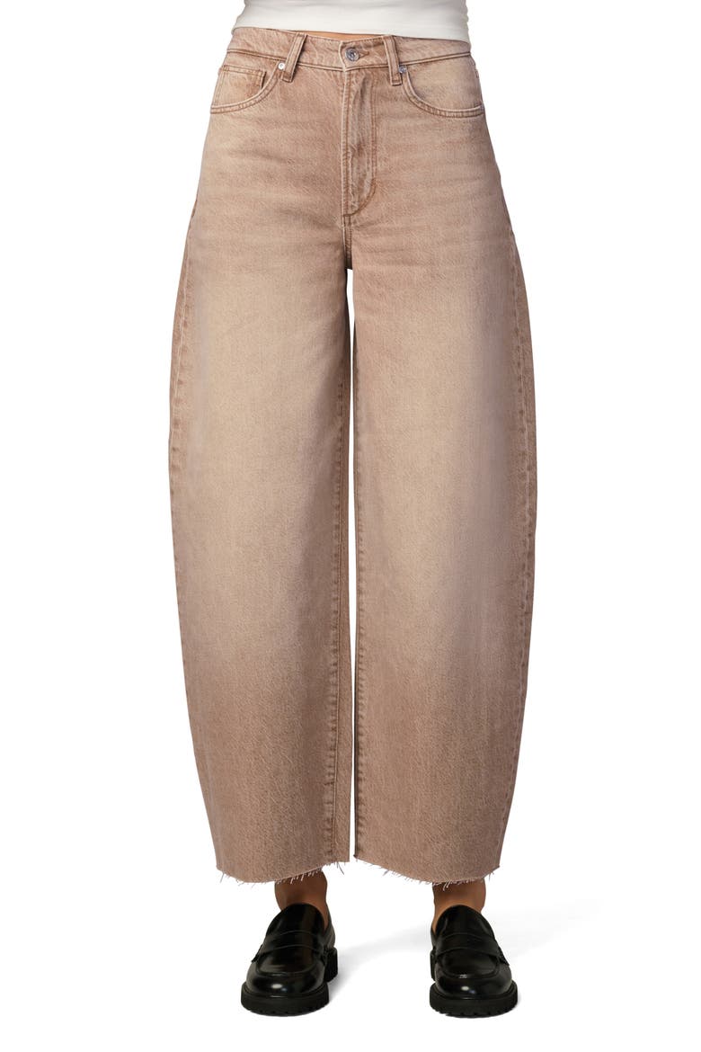 The Billie Raw Hem Crop Barrel Jeans, Main, color, WASHED TANNIN