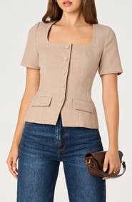 ASTR the Label Square Neck Short Sleeve Jacket