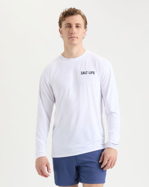 Salt Life Live Above Or Below Long Sleeve Performance Tee In White