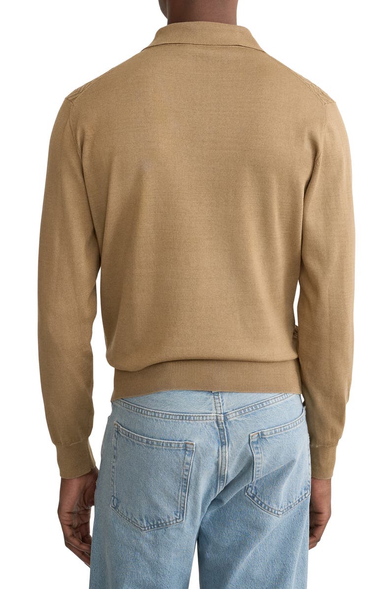 Eton Chevron Structure Long Sleeve Polo, Alternate, color, Light Beige
