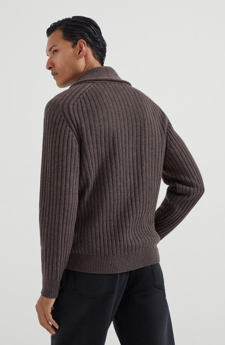 Brunello Cucinelli Cardigan with metal buttons, Alternate, color, Brown