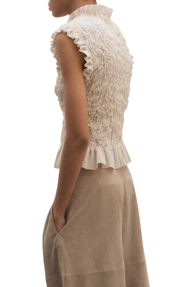 MANGO Textured Sleeveless Top, Alternate, color, Ecru