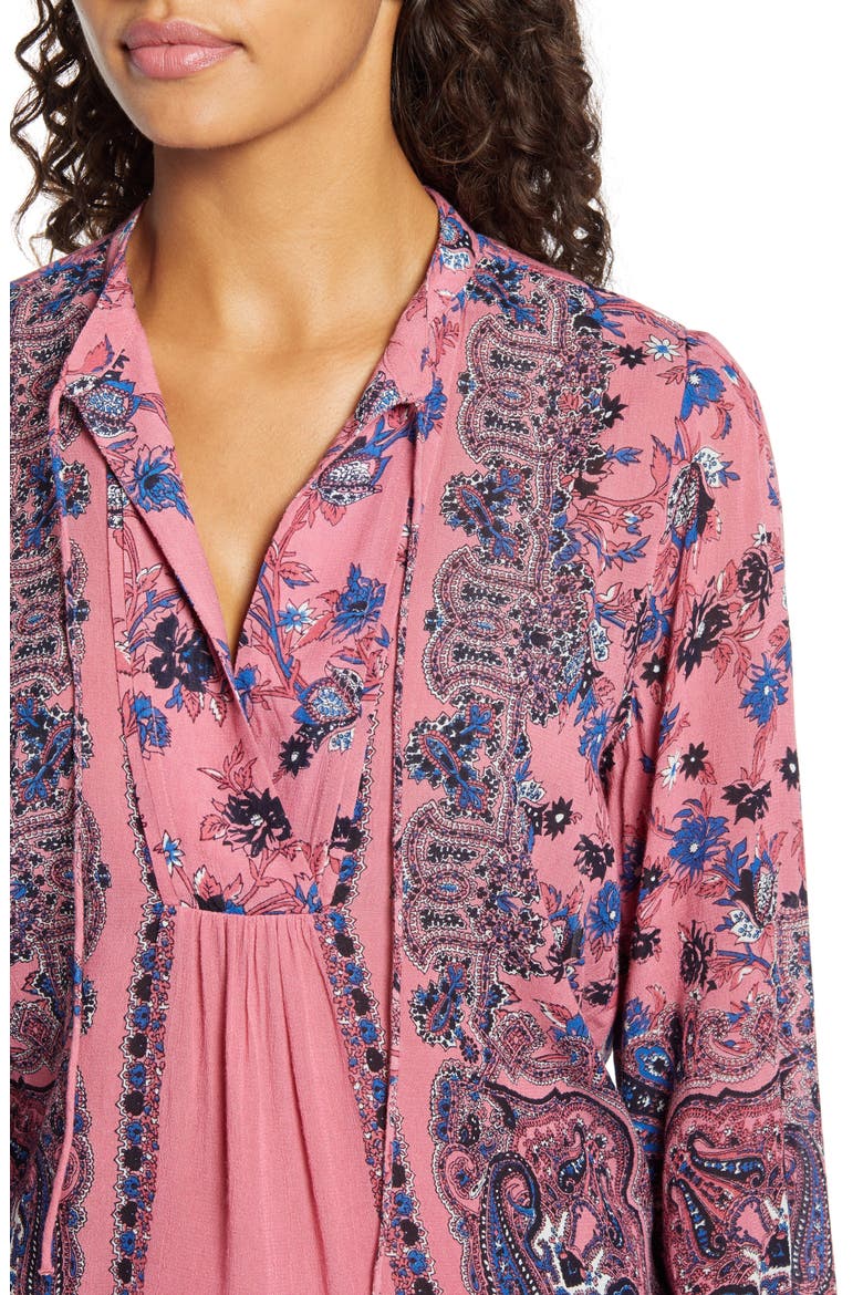 Paisley & Floral Peasant Top, Alternate, color, PINK MULTI