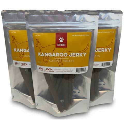 Kangaroo Jerky, 3 Packs, 4oz Bags, Dog Treats, Air Dried Pet Chew