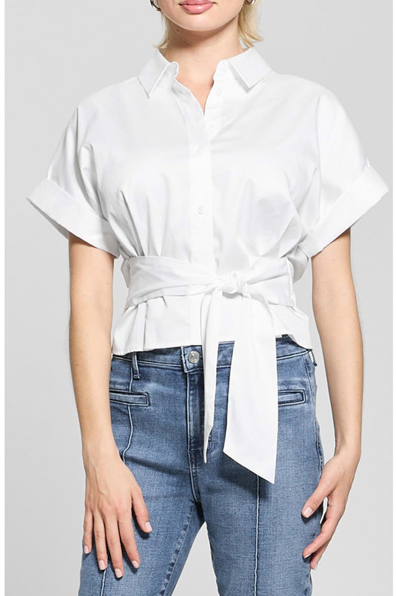 Julie Tie Front Cotton Shirt, Main, color, WHITE