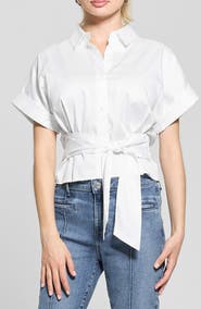 GUESS Julie Tie Front Cotton Shirt