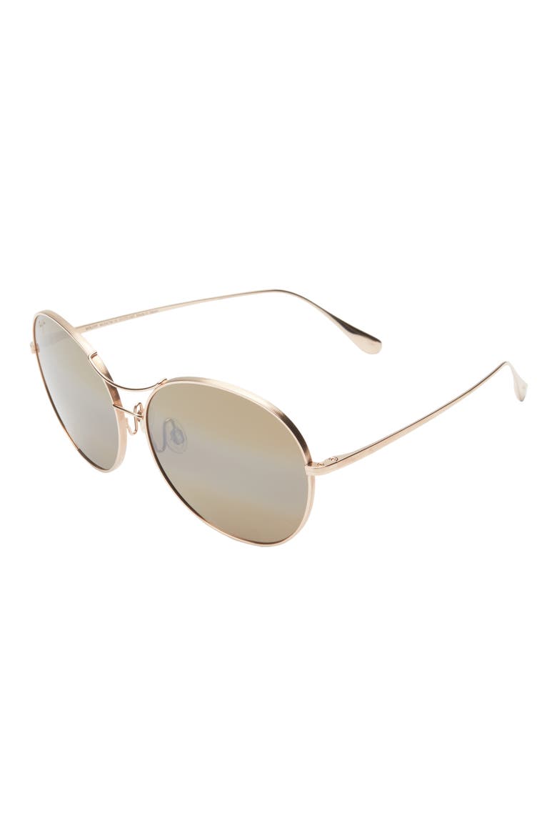 61mm Polarized Oval Sunglasses, Alternate, color, GOLD GOLD BRONZE