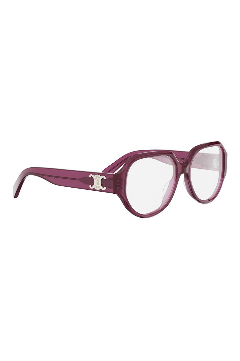 Triomphe 56mm Geometric Eyeglasses, Alternate, color, SHINY BORDEAUX