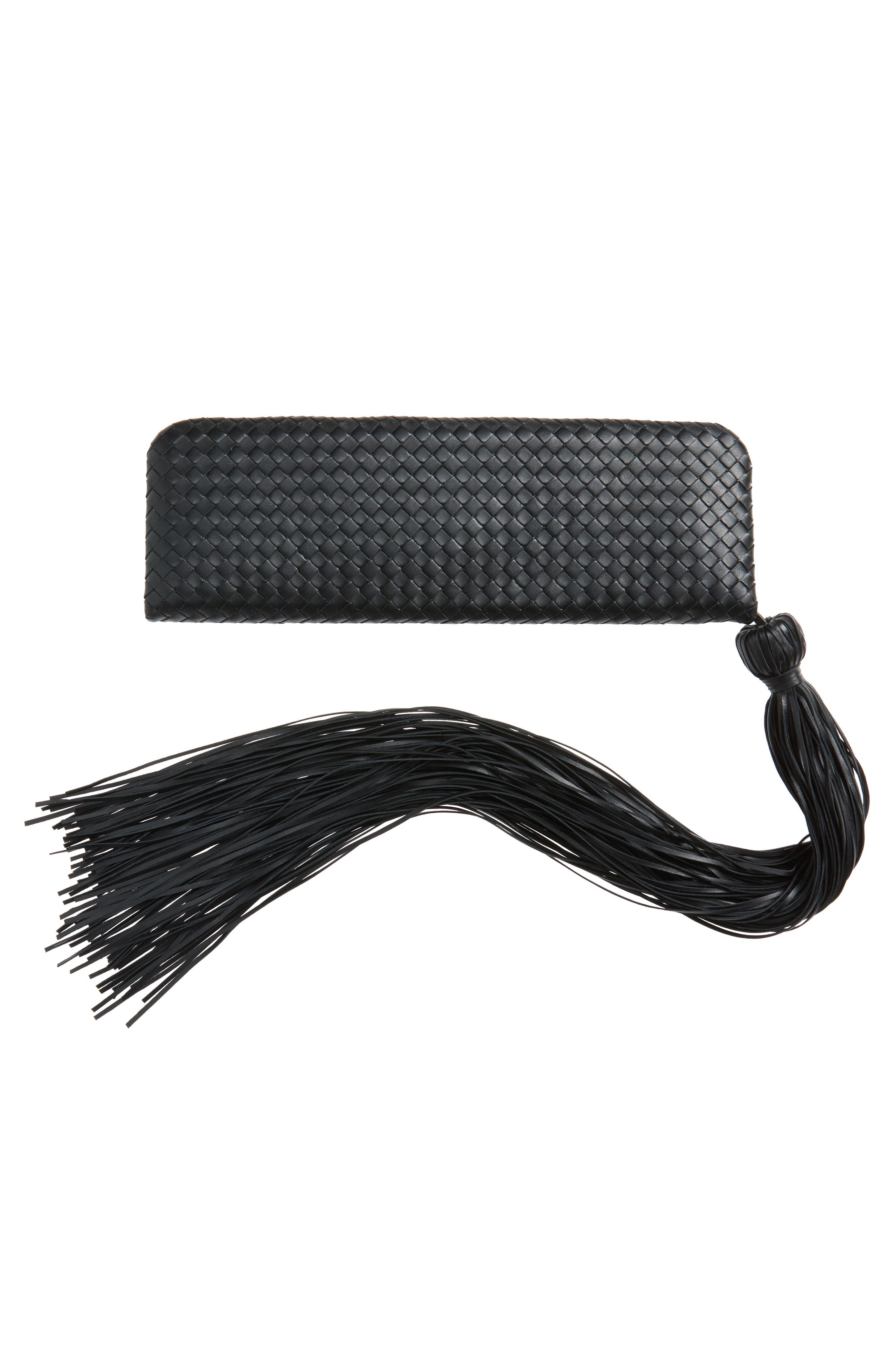 Bottega Veneta Intrecciato Plume Leather Clutch, Alternate, color, 1007 Black-Brass Vibrato