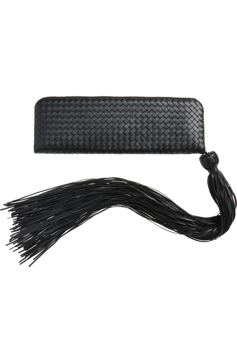 Bottega Veneta Intrecciato Plume Leather Clutch, Alternate, color, 1007 Black-Brass Vibrato