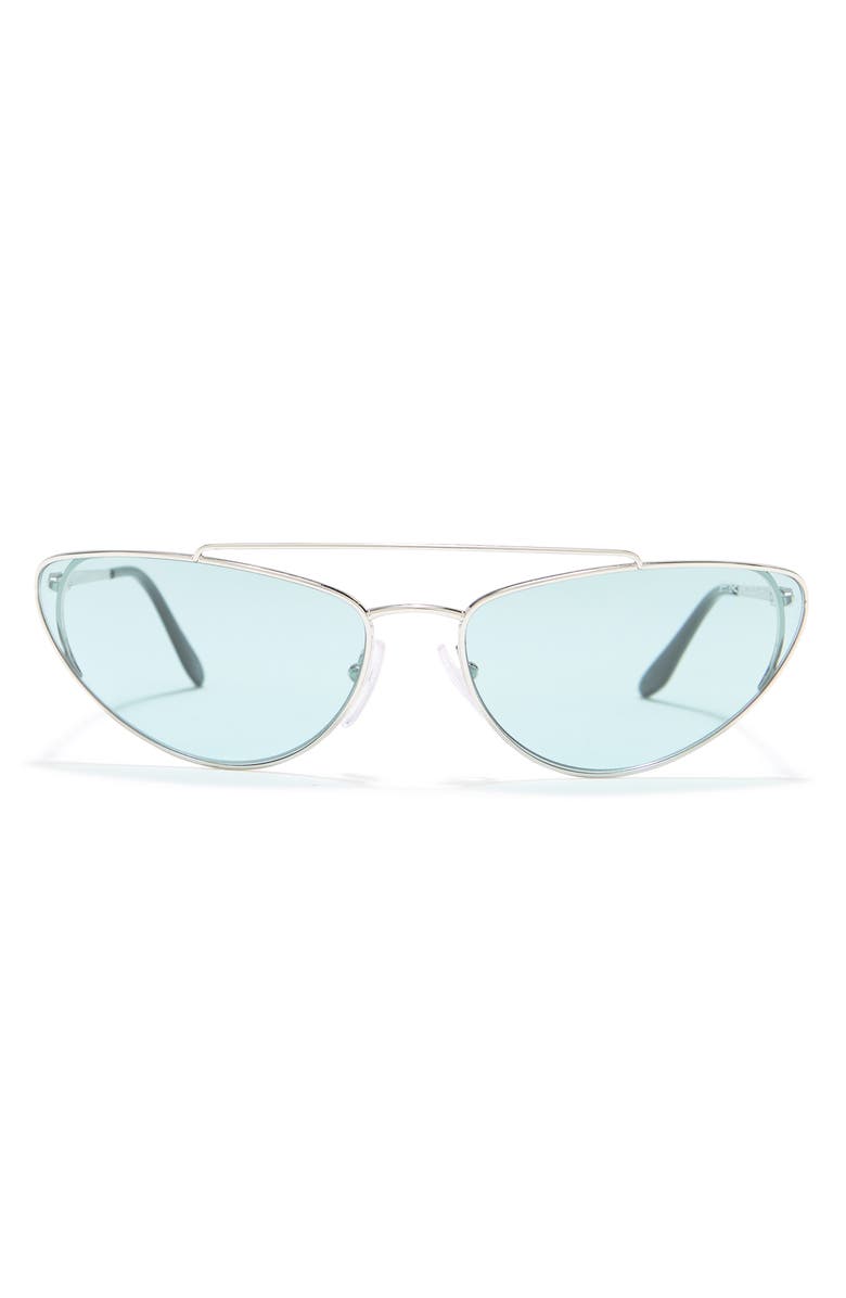 Prada 66mm Irregular Cat Eye Sunglasses, Main, color, Silver