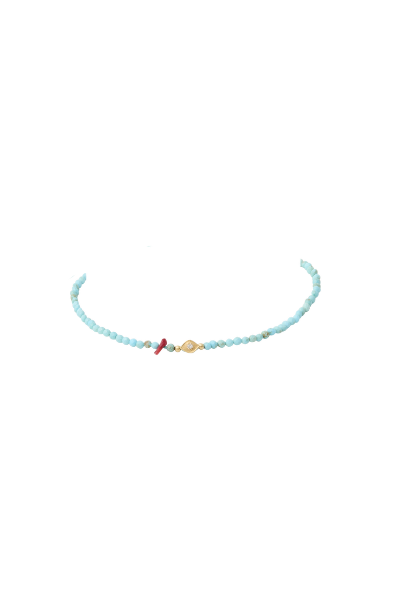 18K Evil Eye Turquoise Beaded Pull-Cord Bracelet, Alternate, color, Turquoise