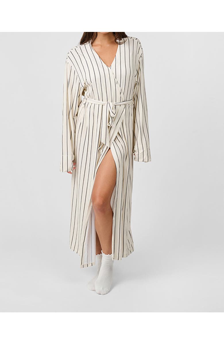 WeWoreWhat Modal Jersey Robe, Alternate, color, Antiq Wht/Black