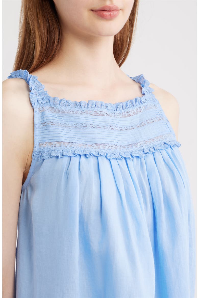 Bea Pleat & Lace Detail Ramie Minidress, Alternate, color, BLUEJAY