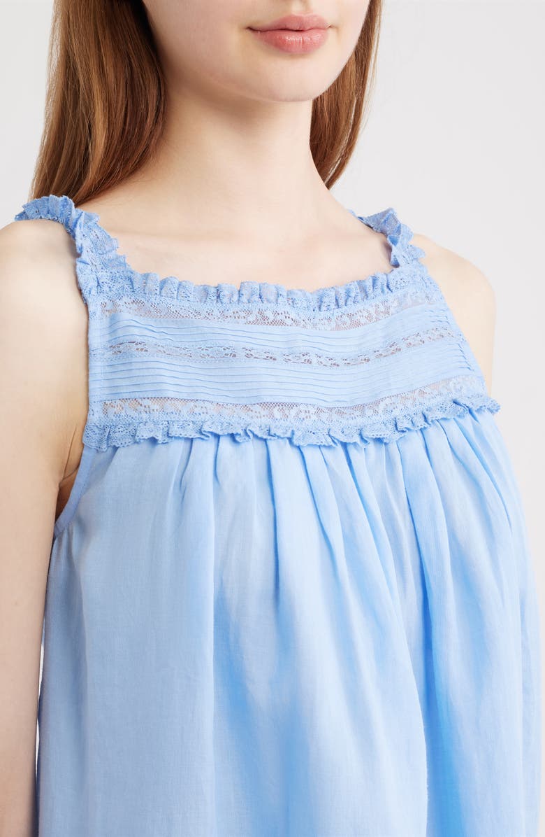 DÔEN Bea Pleat & Lace Detail Ramie Minidress, Alternate, color, Bluejay