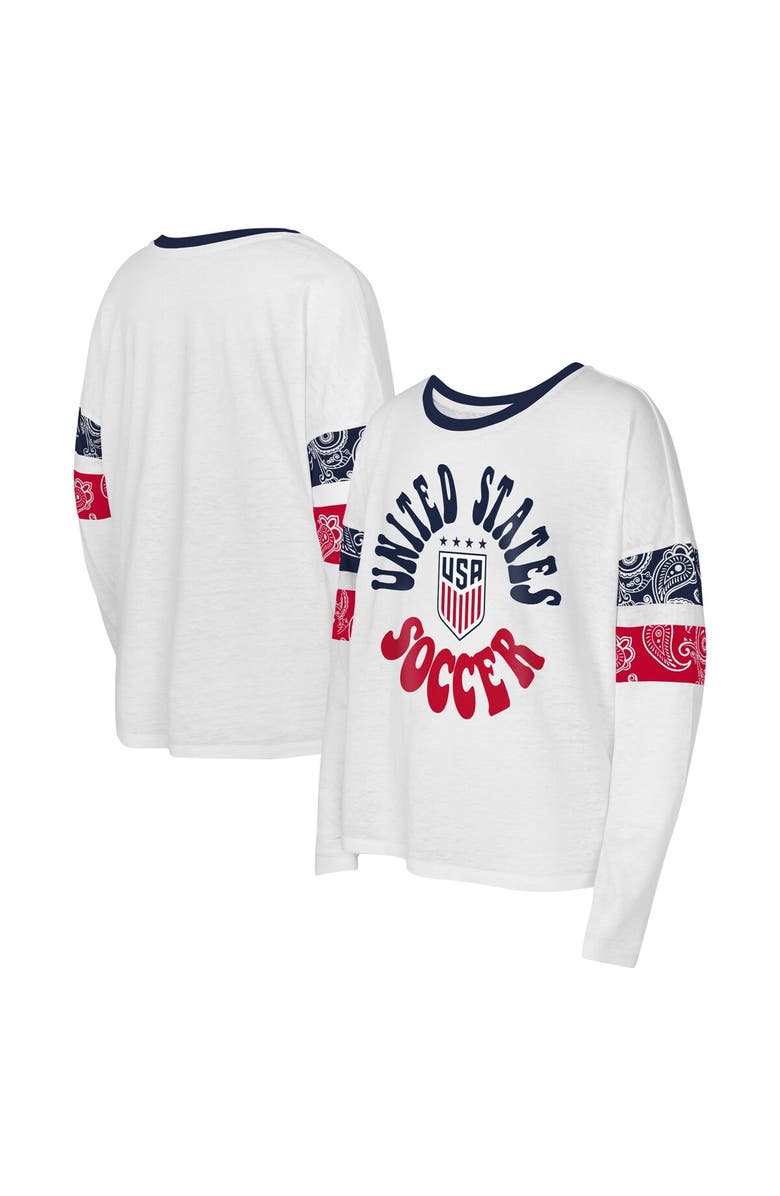 Outerstuff Girl's Ash USWNT Team First Long Sleeve T-Shirt, Main, color, 