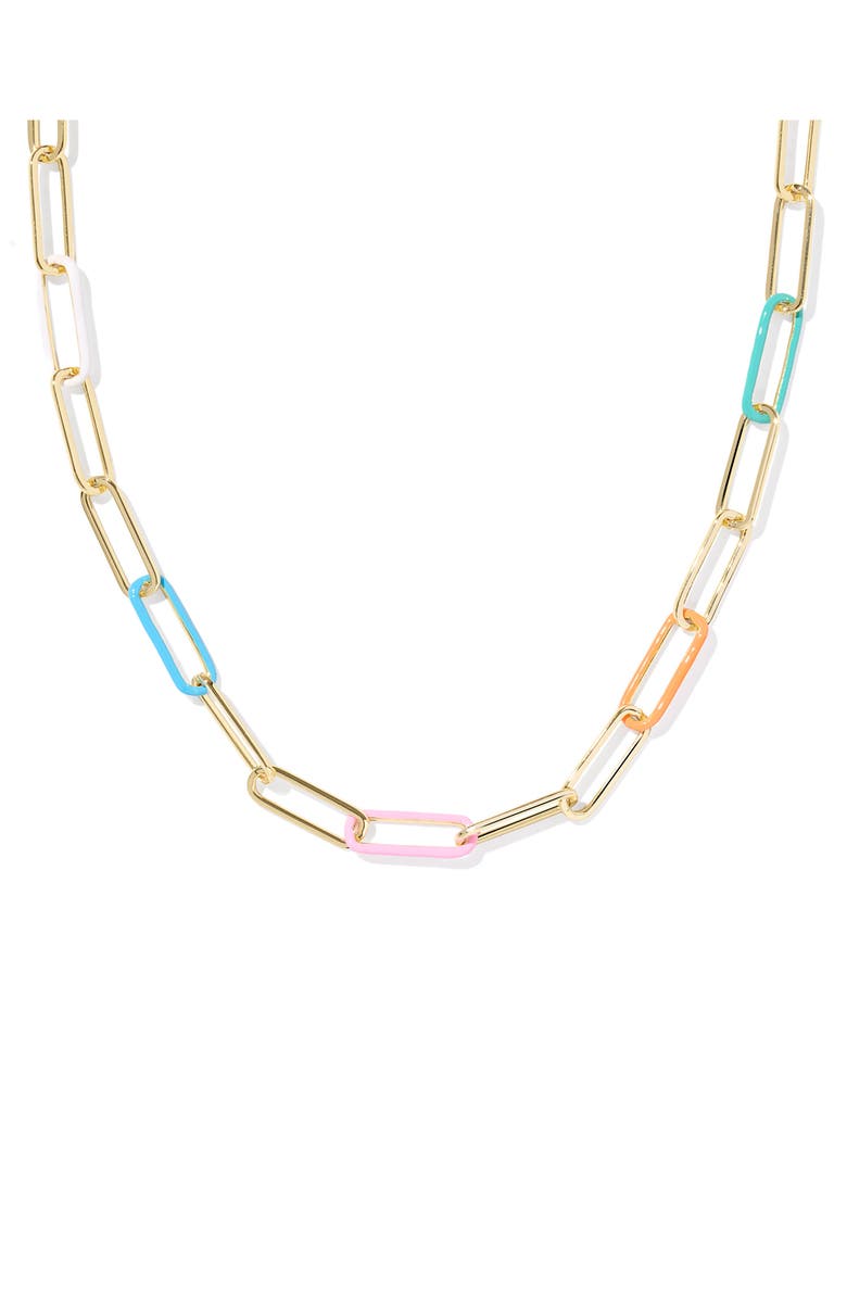 Kendra Scott Ainsley Paper Clip Chain Necklace, Alternate, color, Gold Multi Mix Enamel